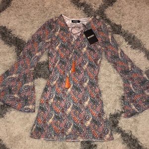 NWT- Missguided Multi-Color Paisley chiffon Dress